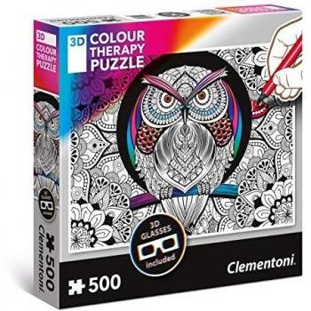 Clementoni 35050 Clementoni-35050-3D Therapy Puzzle-Owl-500 Pieces, Multi-Colour