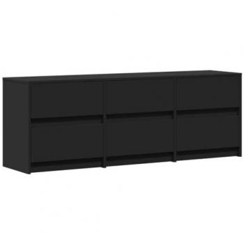 Mueble de TV con LED de madera de ingeniería negro 140x34x50 cm