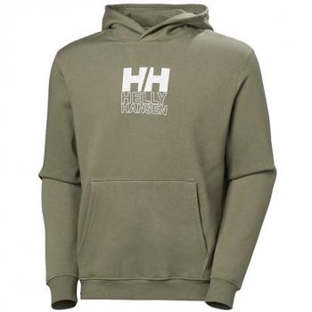 Sudadera con capucha Helly Hansen Cotton Fleece Graphic verde para hombre, talla XL