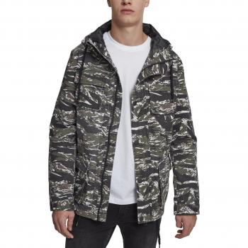 Urban Classics Men's Tiger Camo Cotton Jacket in Olive/Black/White