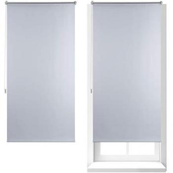 Set de 2 Estores Opacos Térmicos Sin Taladrar 80x165 cm, Cortinas Enrollables Aislantes, Aluminio-Plástico, Blanco