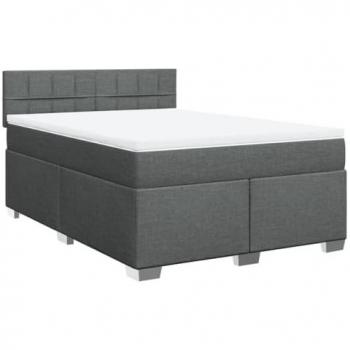 Cama box spring suave con colchón de tela gris oscuro 160x200 cm