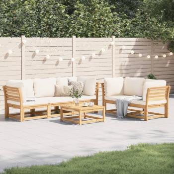 6-Piece Acacia Wood Garden Lounge Set with Cushions