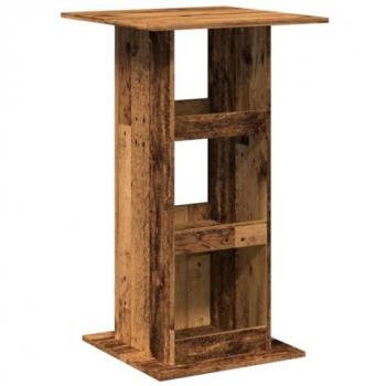 Mesa alta bar con almacenaje madera envejecida 60x60x102 cm