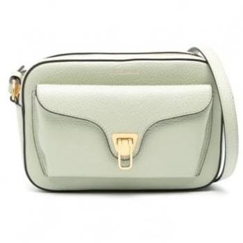 Coccinelle Green Leather Crossbody Handbag with Adjustable Strap