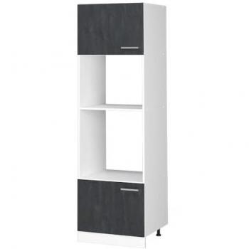 Armario para microondas R-Line, Hormigón negro y blanco, 60 cm