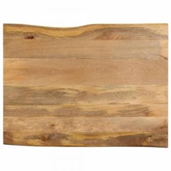 Tablero de mesa borde natural madera maciza mango 100x80x3,8 cm Marrón