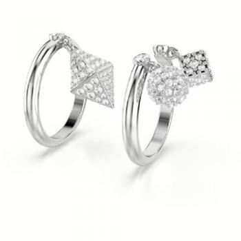 Set de 2 Anillos Dextera Swarovski Bañados en Rodio con Cristales en Pavé