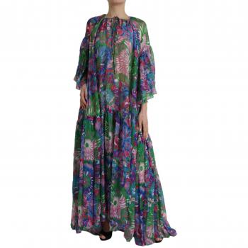 Dolce & Gabbana Multicolor Floral Silk Kaftan Maxi Dress - IT38 | S