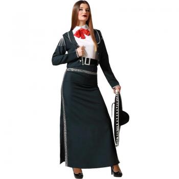 Disfraz de Mariachi falda negra con cinturón para mujer