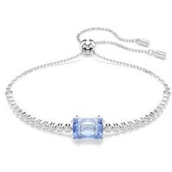 Swarovski Matrix Tennis Bracelet Rhodium Plated with White and Blue Mixed Cuts