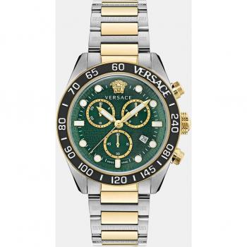 Versace Men's Greca Dome Chrono Watch - Bicolor Swiss Made with Date and Stopwatch Function