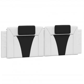 Cabecero de Cama Acolchado en Cuero Sintético Blanco y Negro 160 cm
