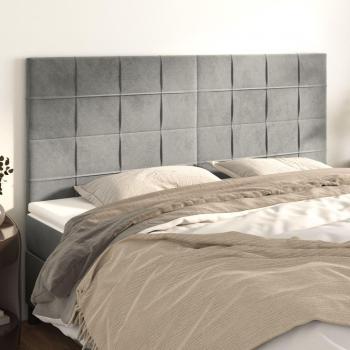 Cabeceros de terciopelo gris claro 4 unidades 80x5x78/88 cm