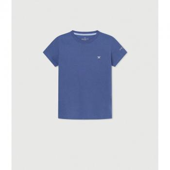 Camiseta de niño azul con logo bordado Hackett London