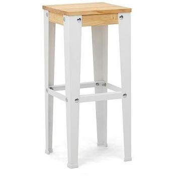 Pack 2 Uds. Taburetes Lunds Blancos en Madera Maciza de Pino Acabado Natural Estilo Nórdico Industrial