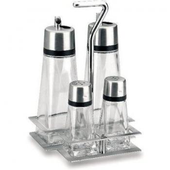 Lacor - 6246 - Vinagrera Cuadrada HiperLux 4 Piezas Con Soporte