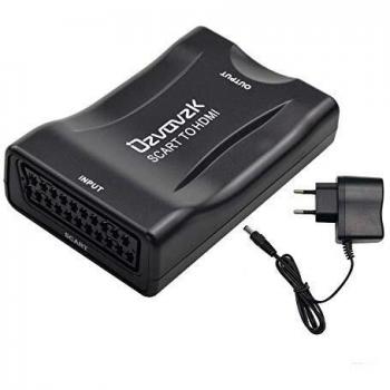 Ozvavzk Scart HDMI Convertidor,Euroconector a HDMI Adaptador HD Stereo Vídeo Compuesta Reproductor para HDTV STB PS3 DVD BLU-Ray etc.