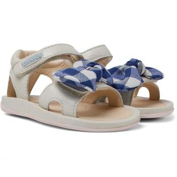 CAMPER Bicho - Sandals for First Walkers - White/Blue, Size 20, Smooth Leather/Cotton Fabric; CAMPER Bicho - Sandals for First Walkers - White/Blue, Size 4, Smooth Leather