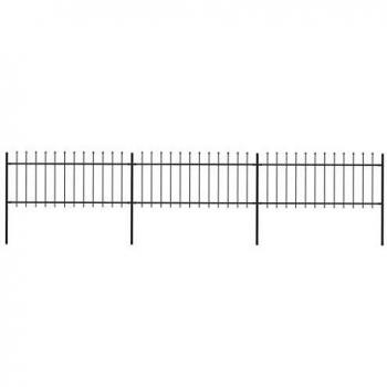 Black Steel Garden Fence with Spear Tops 5.1 x 0.8 m