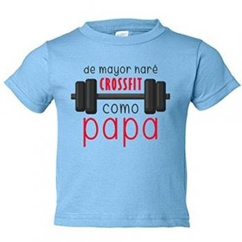 Camiseta niño De mayor haré crossfit como papá - Celeste, 12-18 meses