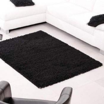 Alfombra de Pelo Color Negro 963 - Grosor de 5cm - 120cm x 170cm - Moderna 100% Fibra Belcron Polipropileno - DISPONIBLE EN 6 TAMAÑOS - By Quality Linen and Towels