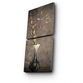 Reloj de Pared Decorativo de Lienzo Estilo Jarrón Multicolor 60x28x3 cm - 100% Lienzo de Gamuza