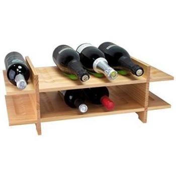 Expovinalia BOTELLERO Madera LAMINADA DE Abedul, BARNIZADA con 2 BALDAS 12/B, Roble Claro, 21x26x28 cm