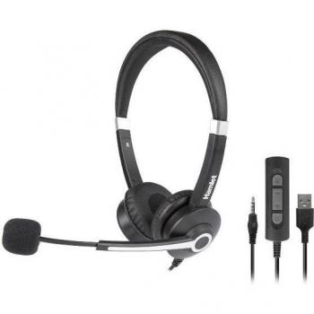 Auriculares Cablados Bi-Aurales con Micrófono Integrado y Control Remoto USB/JACK 3.5mm - Modelo HHEADM-UJS