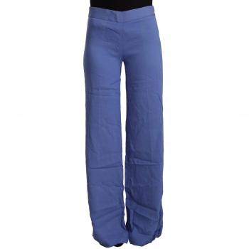 P.A.R.O.S.H. Blue High Waist Viscose Straight Wide Leg Pants