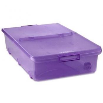 Tatay 1151213 Caja de Almacenamiento Multiusos Bajo Cama con Tapa, 32 l de Capacidad, Plástico Polipropileno Libre de BPA, Lila Translúcido, 40 x 56 x 17,5 cm