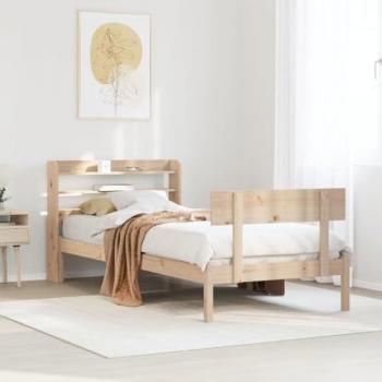 Estructura de cama sin colchón 90x190 cm en madera maciza de pino