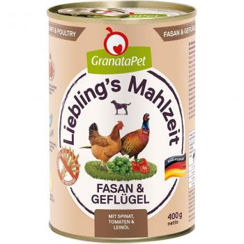 Granatapet Liebling's Mahlzeit 6 x 400 g - Comida húmeda para gatos con faisán y aves