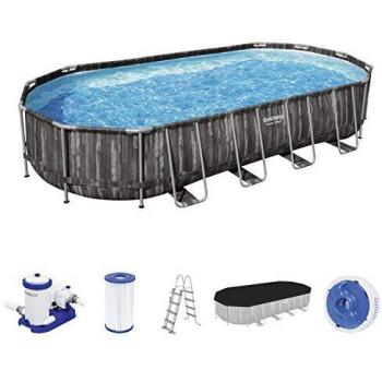 Piscina Desmontable Oval Power Steel Imitación Madera 732x366x122 cm. Bestway 5611T