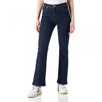 ONLY WAUW High Waist Flared Bootcut Jeans in Dark Blue Denim