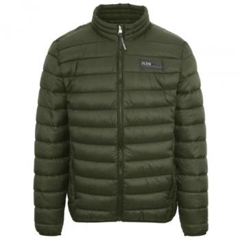 Plein Sport Men's Thin Padded Jacket with Patch Logo - Green - Size Small