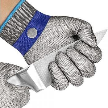 OKAWADACH Guantes Anticorte, Nivel 5 Guante Carnicero Malla Acero Protección Guante de Trabajo de Seguridad Guante Guante de Metal Guante de Acero Inoxidable Guantes Anti-corte