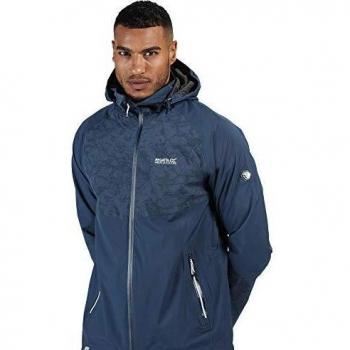 Regatta Oklahoma V-Chaqueta Reflectante Impermeable Y Transpirable, con Capucha Extraíble Y Costuras Selladas Jackets Waterproof Shell, Hombre, Dark denimm/Dark Denim, XXXL