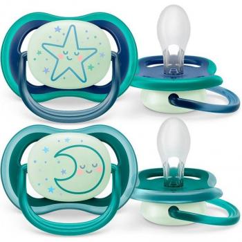Philips Avent Chupetes Nocturnos Ultra Air para Niño de 6-18 Meses, Pack de 2 Unidades