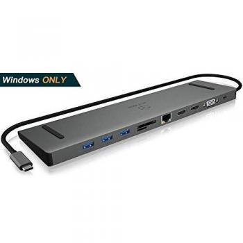 ICY BOX IB-DK2106-C Estación de acoplamiento USB 3.2 Gen 1 (3.1 Gen 1) Type-C Antracita, Negro con triple salida de video