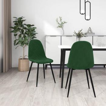 Sillas de Comedor Premium Prolenta - 2 Unidades en Terciopelo Verde Oscuro