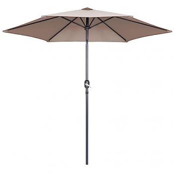 Sombrilla Recta Inclinable de 3 m con Manivela y Matera en Color Taupe
