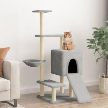 Rascador para gatos vidaXL con postes de sisal gris claro 130,5 cm