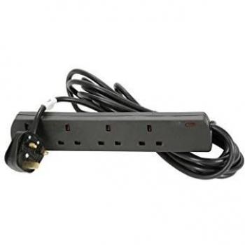 Mercury UK 4 Gang Extension Lead, Black 5.0m