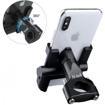 Soporte Móvil Teléfono Moto Bici, Bicicleta, Aleación de Aluminio, GPS Ajustable, Manillar para teléfono móvil, Estera de Silicona para iPhone/Samsung/Huawei con 360 Grados de rotación