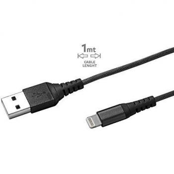 Celly USBLIGHTNYLBK - Cable USB con Conector Lightning, 100 cm, Color Negro