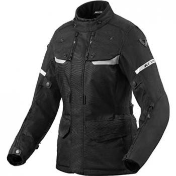 REV'IT! Chaqueta de Moto para Mujer Outback 4 H2O Negra - Chaqueta textil de motocicleta, impermeable, transpirable, forro térmico extraíble, protección en hombros y codos, ajuste personalizado