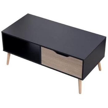 Mesa baja escandinava negra con cajón Freja de Happy Garden