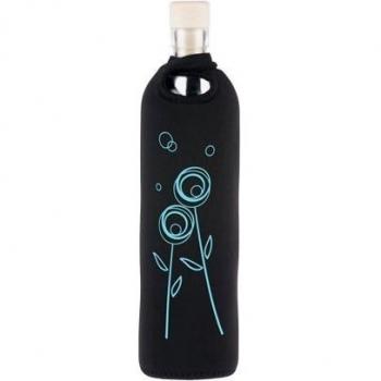 Botella de vidrio Flaska Neo Design Diente de León 0,5 L - Agua reestructurada con funda de neopreno - Sin BPA - Ideal para deporte, oficina y yoga