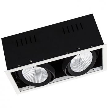Foco LED Cuadrado Multi Ajustable Negro-Blanco 2x30W 5400lm 38D - 840 Blanco Frio | Recorte 320x160mm
